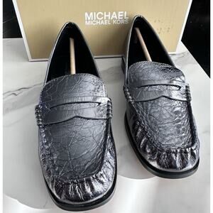 Michael Kors GunMetal Carlson Penny Loafer Flats Women Size 7M (MSRP $125) New